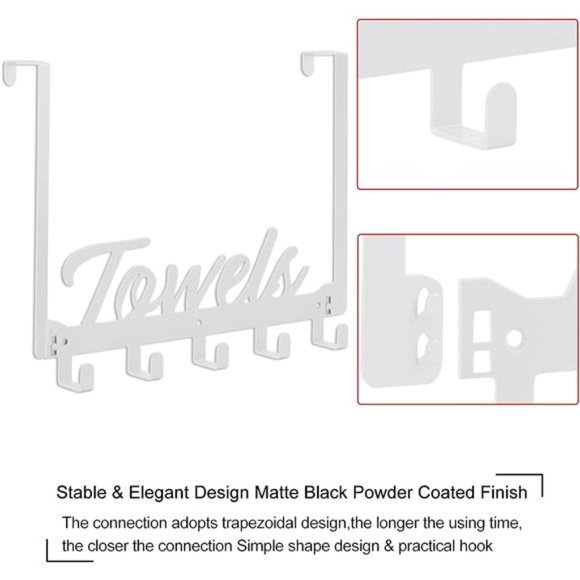 Over The Door Hooks, Towel Rack for Bathroom Towel Holder for Hanging Heavy Duty - Picture 2 of 6